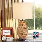 Touch Control Rattan Table Lamps, 3 Way Dimmable Bedside Lamps for