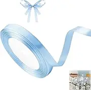 Pale Blue Satin Ribbon 10mm - 22M for Hair, Cake, Balloons, Easter, Wedding & Birthday Decor - Soft & Durable Polyester Fabric - Ideal for Crafting & Party Use