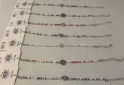 Lot Of 7 New Assorted Evil Eye Bead Boho 7” Beaded Bracelets Silver Finish #21
