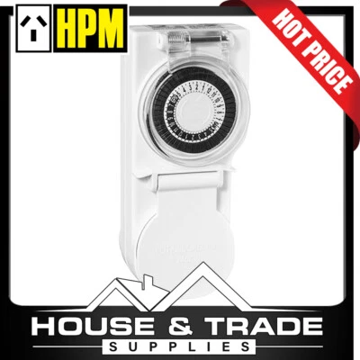 HPM Outdoor Timer 24 Hour 10Ah Heavy Duty Weatherproof D8180DDP