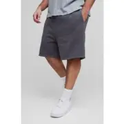 Mens Charcoal Plus Oversized Drop Crotch Basic Shorts