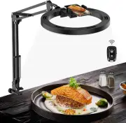 Overhead Camera Mount with 10" LED Ring Light and Phone Holder for Desk