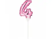 Pink Self-Inflating Number 4 Balloon Cake Topper