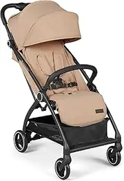 Ickle Bubba Aries Auto-Fold Stroller – Ultra-Lightweight (6.1kg), Compact One-Touch Fold, Multi-Position Recline, Large Seat & Shopping Basket, UPF 50+ Sun Hood, Includes Rain Cover (Biscuit)