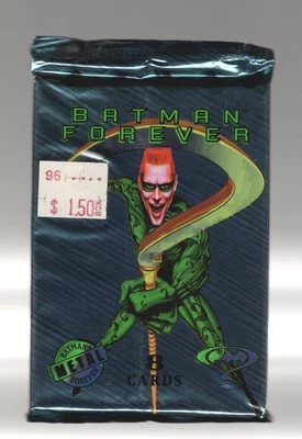 1995 Fleer Batman Forever Metal Sealed 8 Card Pack Jim Carrey Riddler on Front