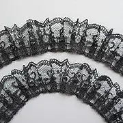 10 Yard Pleated Net Lace Edge Gathered Mesh Trim Ribbon 1-2/5 inch Vintage Style Black Edging Trimmings Fabric Embroidered Applique Sewing Craft Wedding Bridal Dress Cake Card DIY Decoration