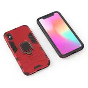Shockproof Magnetic With Ring Stand Cover Case For iPhone Xs - Red