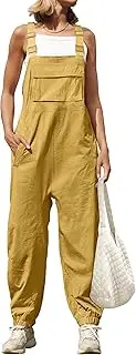 [ZESICA] Women's Sleeveless Overalls Jumpsuit Casual Loose Adjustable Straps Bib Long Pant Jumpsuits with Pockets