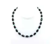 Stylish Black Faceted Onyx and Blue Turquoise Gemstone Necklace Choker Jewelry