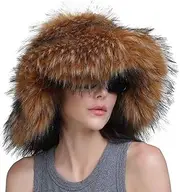 [YEKEYI] Women's Fuzzy Wide Brim Faux Fur Bucket Hat Winter Warmer Fisherman Cap Party Hat Faux Fur Hat