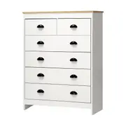 Oikiture Tallboy 6 Chest of Drawers Dresser Table Storage Cabinet Bedroom White