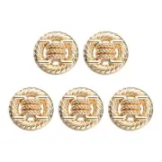 5pcs Metal Round Buttons 25mm Alloy Shank Sewing Craft Buttons, Gold