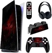 PlayVital Lich Demons Full Set Skin Decal for ps5 Console Digital Edition, Sticker Vinyl Decal Cover for ps5 Controller & Charging Station & Headset & Media Remote