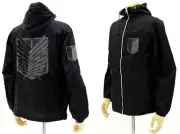 COSPA Men S Attack On Titan Survey Corps Hooded Windbreaker/Black White-S Cospa
