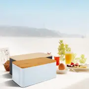 Bread Box with Bamboo Lid Metal Bread Bin Reusable Bread Container UnkCW▥