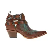 Corral Boots Embroidered Concho Harness Pointed Toe Cowboy Booties Womens Brown
