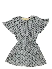Boden Flutter Sleeve Jersey Dusty Blue, Oriental bud T Shirt Dress Sz 8 NEW