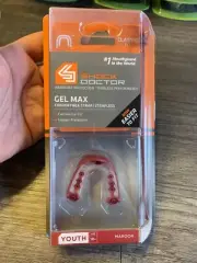 Shock Doctor Gel Max Convertible Strap Strapless Maroon Youth Mouthguard