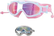 Kids Swim Goggles, Polarized Swimming Goggles for Kids, Soft Silicone Frame Wide View Anti-Fog No Leaking Swimming Glasses for Kids Youth 3-15