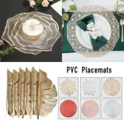 6X Gold Silver Hollow Placemats PVC Insulation Pad Dining Cup Table Mat Coaster