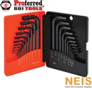 PROFERRED Short Arm Hex Key Set 20 Piece (SAE & Metric) - CrV, Black Finish