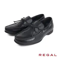 在飛比找momo購物網優惠-【REGAL】文青簡約質感綁帶帆船鞋 黑色(JZ06-BL)