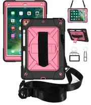 Catzon C-Robot Tablet Case Rugged Heavy Duty Shockproof Stand Cover For iPad Mini 1/2/3/4/5 Air Pro 7.9"/9.7"/10.2"/11"-Black&RoseRed