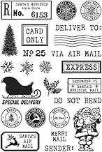 Christmas Santa Deers Snowflakes Trees Leaves Stamp for Card Making DIY Scrapbooking Special Delivery,Merry Mail,Express Words Alphabets Clear Stamp for Paper Crafting Handmade Crafts Album Decor