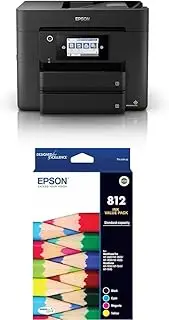 Workforce WF-4835 Multifunction Printer, Black, Medium, C11CJ05503 and Epson 812 Std DURABrite Ultra Ink Value Pack