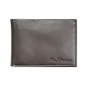 Ben Sherman Men's Leather Bi-Fold Wallet Money/Credit Card Cash Holder Brown