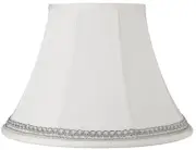 White Large Lamp Shade with Silver Looped Trim 9" Top x 18" Bottom x 13" High