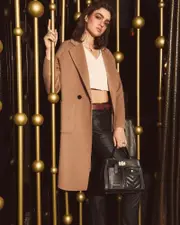 [Belle & Bloom] Publisher Double-Breasted Wool Blend Coat - Oat