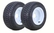 LIBRA Golf Cart Tire Rim 205/50-10 4-Ply w/ 4 Lugs on 4" White , Set 2 -14002