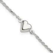 Sterling Silver Puffed Heart Anklet