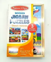 Melissa & Doug Classic Vehicles Jigsaw Puzzles 3 12 Piece Puzzles W7