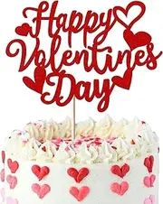 1 Pack Happy Valentine's Day Cake Topper with Glitter Lips Love Heart Valentine Cake Picks Valentine's Day Party Cake Decorations for Valentine's Day Theme Wedding Birthday Party Supplies (#3)