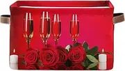 Red Roses Candles Closet Fabric Bin, Decorative Rectangle Nursery Storage