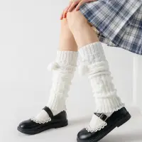 在飛比找蝦皮商城優惠-白色毛線襪套 女士堆堆襪子 lolita小腿襪 jk針織保暖