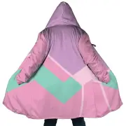 Personalized Hooded Cloak Coat, Pastel Purple Pink and Blue Color Block Cloak