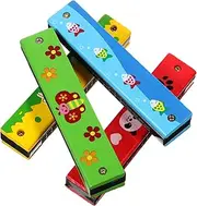 FUNOMOCYA 4pcs Wooden Harmonica Set Beginner Musical Instruments for Early Music Education Portable Mouth Organ for Kindergarten Elementary School Promotes Skill Development