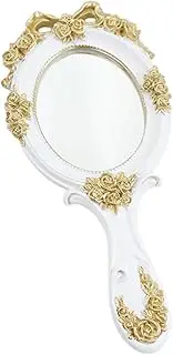 SAFIGLE 1Pc Portable Handheld Makeup Mirror with Handle Creative Retro Style Lightweight Compact Design for Women for Travel Daily Use for Role Playing Decorations