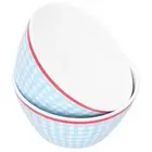 AA (Light Blue Grids)4PCS 6in Salad Bowl Dinner Serving Bowl Sets Kitchen