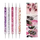 5x Nail Art Dotting Pen Crystal Marbleizing Tool Kit Set Manicure Painting 2-Way
