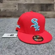 Chicago White Sox New Era Fitted Cap 7 3/8 Red Powder Blue Logo 59 Fifty