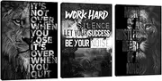 3 Pieces Success Entrepreneur Quotes Posters Room Decor for Men Motivational Canvas Lion Wall Art for Office Inspirational Picture Painting Prints Canvas Wall Art Home Framed Decor (36"Wx16"H)