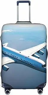 [HTTUP] Airplanes Print Practical Elastic Washable Travel Luggage Cover with Concealed Zipper for Suitcases, White, Medium