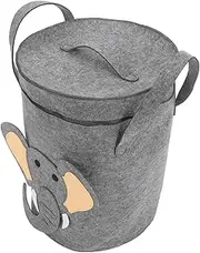 JECOMPRIS Cute Animal Design Laundry Storage Hamper with Lid Felt Organizer Basket for Sundries Stylish Home Storage Container for Rooms Playrooms