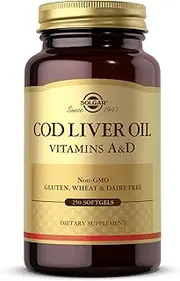 Solgar - Cod Liver Oil Softgels (Vitamin A & D Supplement) 250 Count