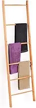 Clevinger 6-Tier Bamboo Freestanding Rack Towel Ladder Blanket Ladder, Farmhouse Blanket Holder,Wall Leaning Ladder Shelf, Decorative Quilt Stand for Living Room, Bathroom, Bedroom (6-Step Towel Rack)