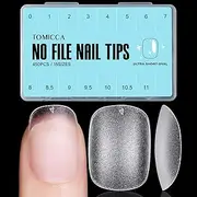 TOMICCA Extra Short Oval Nail Tips - 450Pcs Acrylic Nail Tips, 15 Sizes Fake Gel Tips, Double-sided Matte Full Cover Gel Tips for Nail Extensions
